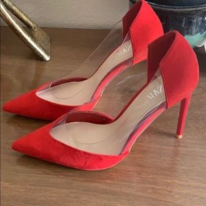 Zara Red Suede and Clear Heels Size 9 / 40